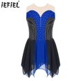 thumbnail image 2 of Vestidos de baile lírico de Ballet con diamantes de imitación brillantes para niñas, vestido de baile lírico con abertura en la espalda, dobladillo Irregular, gimnasia, patinaje artístico, 2 of 5