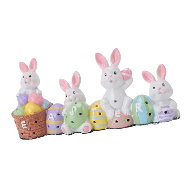Figuras de Conejito de Huevos de Pascua, Adorables Huevos Decorativos de Pascua Decoración de Conejito para el Patio para escritorio