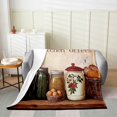 thumbnail image 2 of Erosebridal Rustic Kitchen Flannel Blanket 50x60, Country Farmhouse Sherpa Throw, Flannel, 2 of 5
