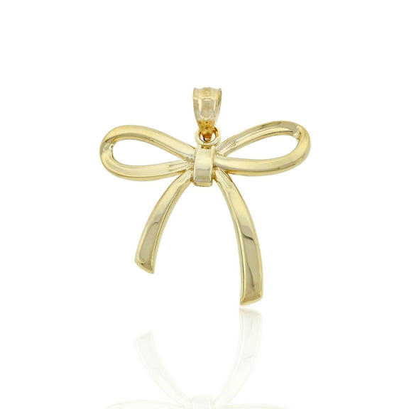 Charm America - Gold Ribbon Bow Charm - 10 Karat Solid Gold