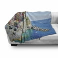 thumbnail image 3 of Vernazza Soft Flannel Fleece Throw Blanket, Photo of Colorful Coastal Village Touristic Attraction Point in Italy, Cozy Plush for Indoor and Outdoor Use, 70" x 90", Multicolor, by Ambesonne, 3 of 6