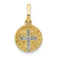 thumbnail image 3 of 14k Yellow with White Rhodium Two-tone Gold Circle St. Benedict Medal Pendant, 3 of 5