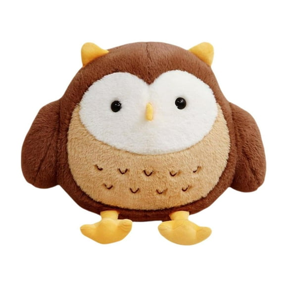 Búho de peluche compacto y adorable. marrón