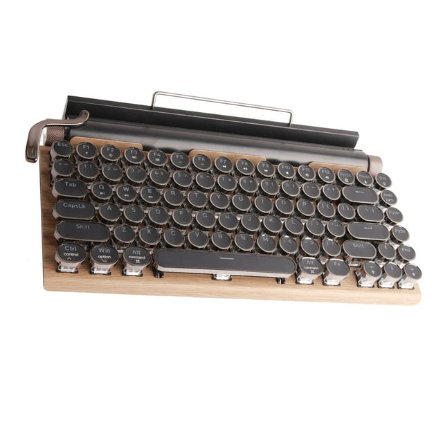 Clavier Rétro Machine à Écrire, Touches Rondes Punk Métalliques 83 Touches Interrupteurs Bleus Clavier de Jeu avec Rétroéclairage LED et Port Type C