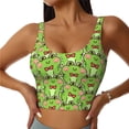 thumbnail image 3 of Goofa Cute Green Frog Printed Sports Bras for Women, High Impact Running Bra Workout Crop Tank Tops Longline Sports Bra Push up-XX-Large, 3 of 9