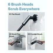 HOTO Cordless Electric Spin Scrubber, IPX7 Full Body Waterproof Long Handle Scrub Brush with 6 Brush Heads for Bathroom Tile Floor Shower