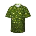 thumbnail image 1 of Balery Green Glitter Sparkle Camisas hawaianas de manga corta para hombre, camisas playeras de corte holgado, camisas de vacaciones con botones,3X-Large, 1 of 7