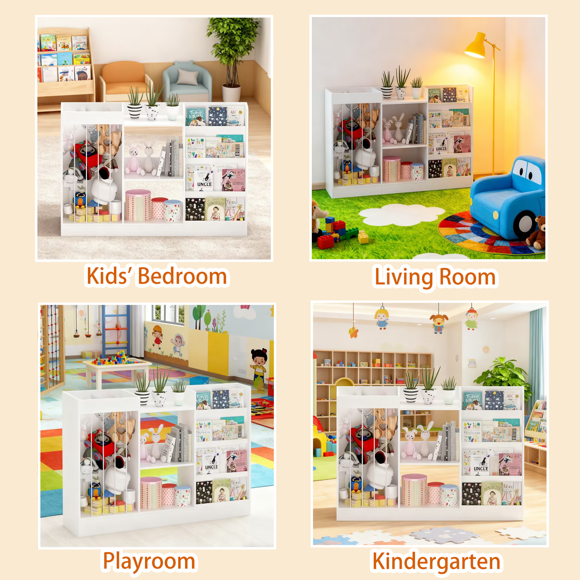 Leumius Kids Bookshelf,Wooden Toy Storage Cabinet,3-Tier Book Shelf Bookcase for Nursery,Playroom,Kindergarten,White