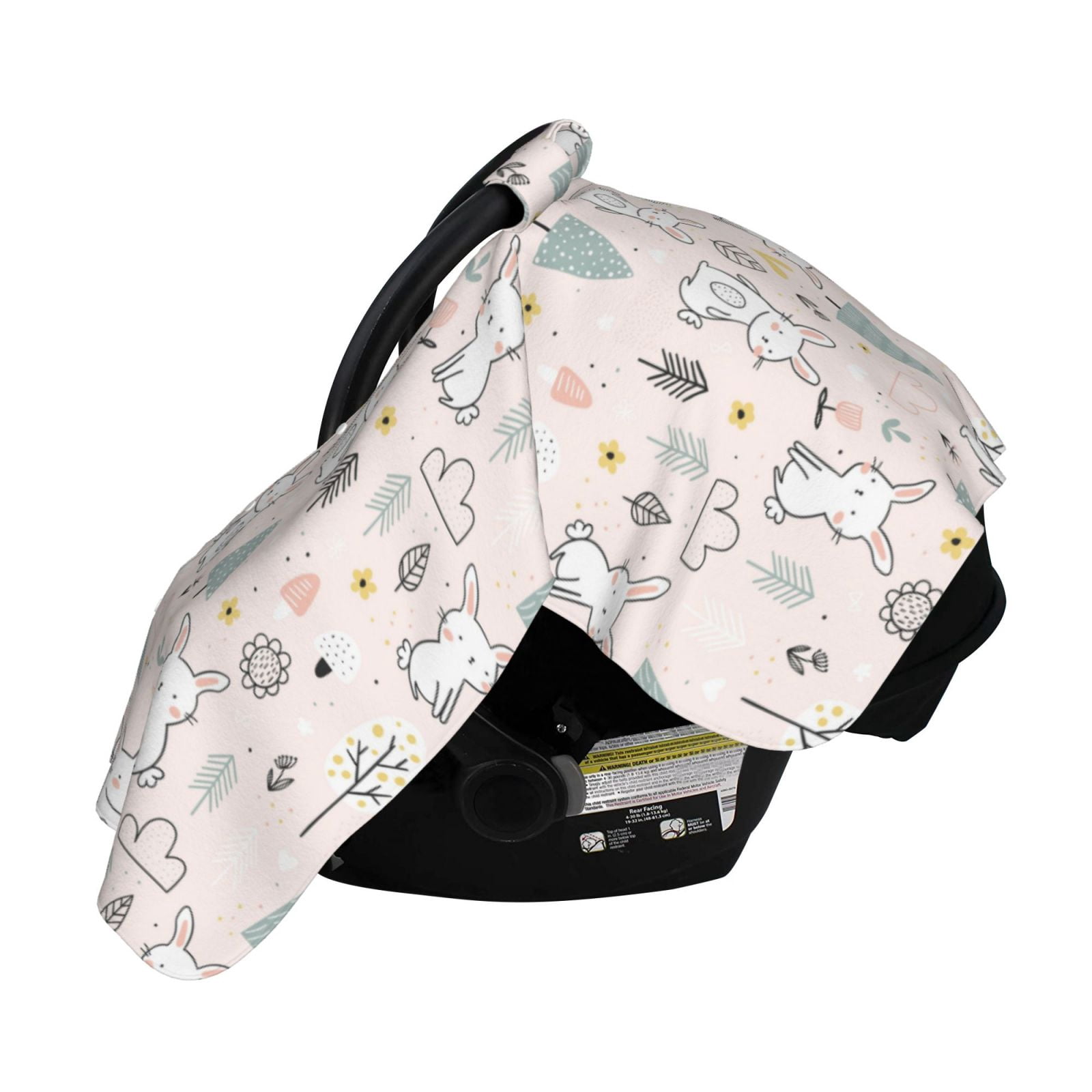 Naloa Rabbit Forest Baby Car Seat Cover, Breathable Baby Carrier Cover, Multiuse Baby Carrier Cover & Nursing Breastfeeding Cover