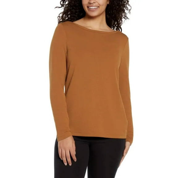 Banana Republic Womens Boat Neck Long Sleeve Top Brown Large
