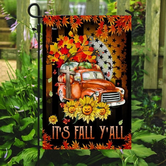 Flagwix Halloween Flag, It's Fall Y'all Halloween Decoration, Fall Decor, Canvas Double-sided Printed 12x18 Garden Flag