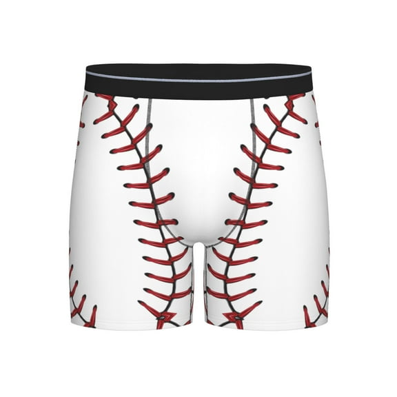 Men White Baseball Boxer Briefs Moisture Wicking Funny Boxer Shorts