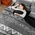 thumbnail image 4 of jejeloiu Retro Boho Aztec 7pcs Bedding Comforter Set,Rustic Farmhouse Tribal Queen Bedding Sets,Gray White Bohemain Geometric Queen Sheet Sets For Teens,Microfiber Bedroom Decor Reversible, 4 of 8
