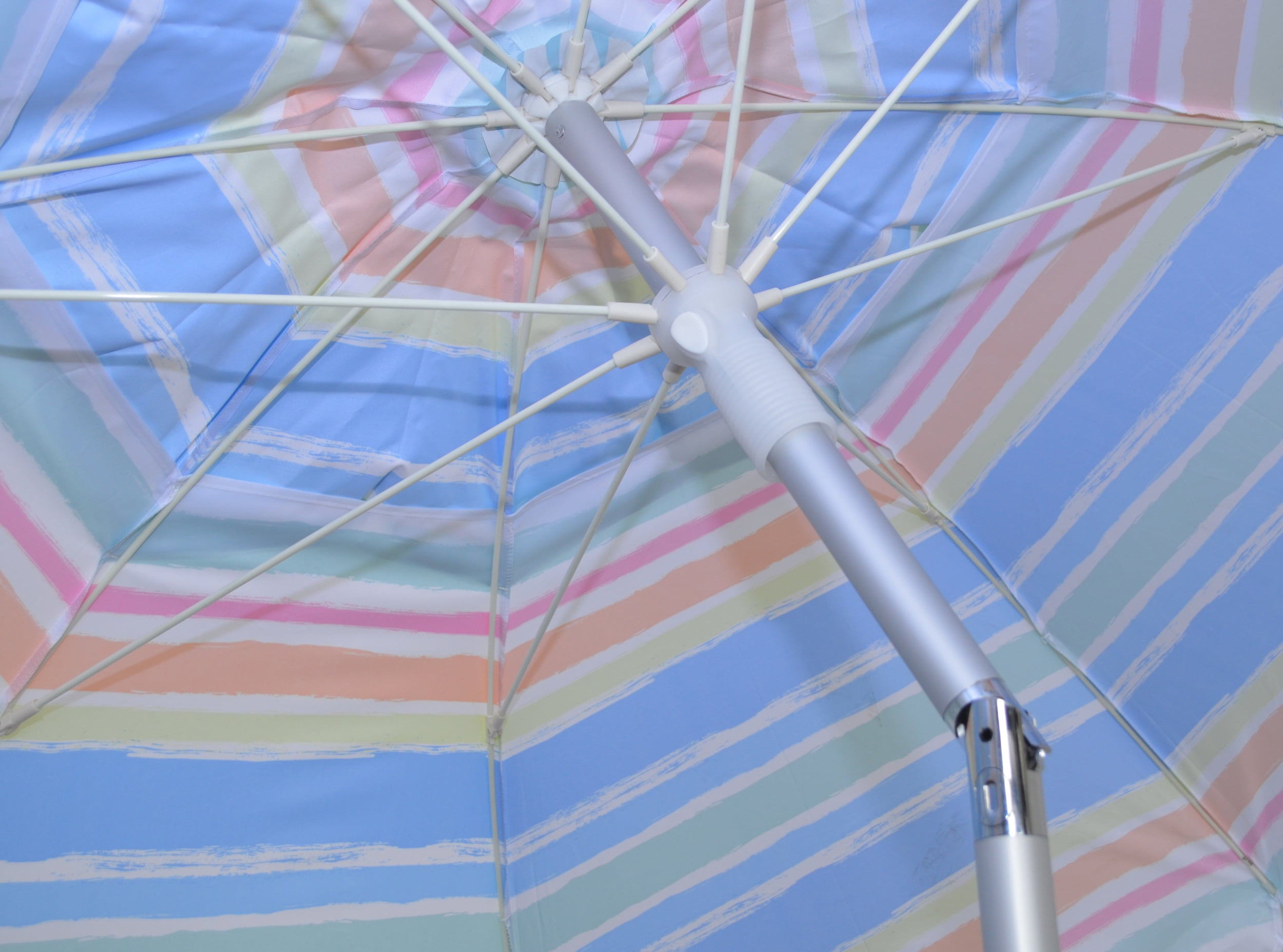 DestinationGear 7 ft Multi-Color Striped Beach Umbrella, UV Resistant