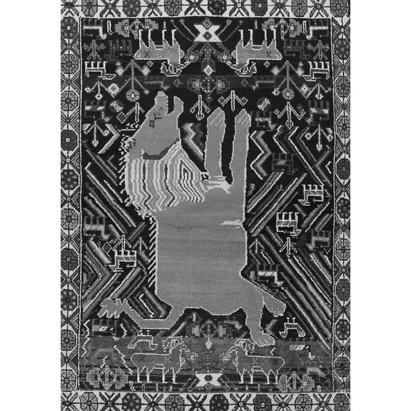 Ahgly Company Indoor Rectangle Animal Gray Traditional Area Rugs, 2' x 4'