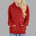 thumbnail image 2 of Red Ladies Loose Fit Hood Outfit Sweatshirt for Women Long Sleeve Lounge Ruched Hooded Paperbag Plain Fall Winter Outfits 2025 Soft Comfy Clothing M, 2 of 7