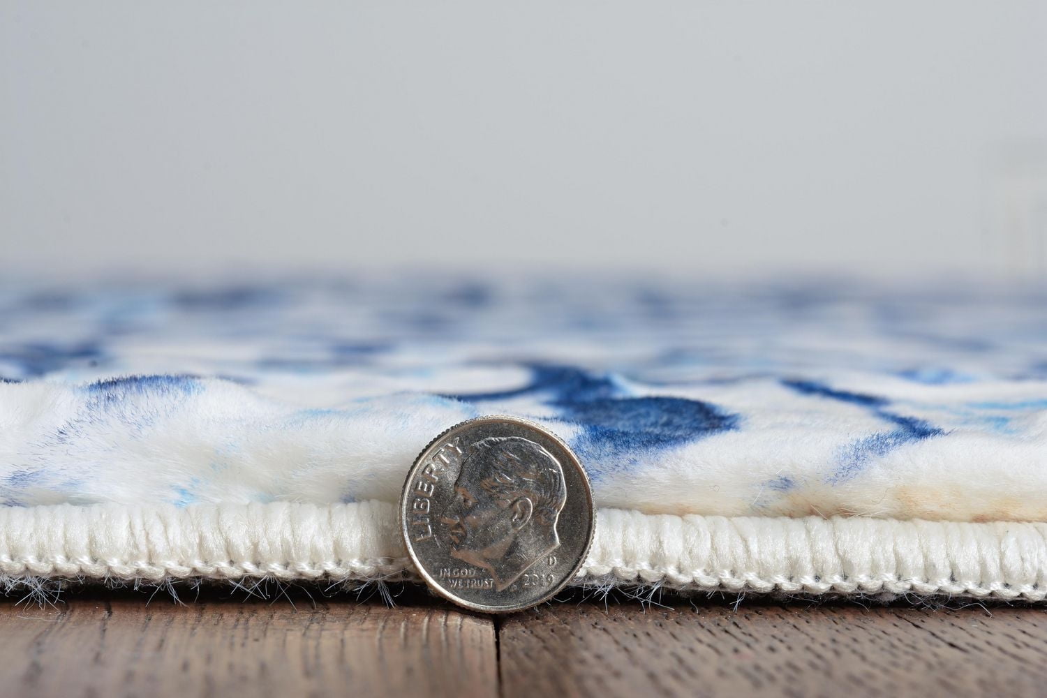 Motif Printed Faux Rabbit Ingrain Blue & White 3 ft. x 5 ft. Accent Rug