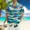 thumbnail image 2 of Men Hawaiian Shirt Short Sleeves Printed Button Down Shirts Summer Beach Mens Shirts Clearance 02-Blue 2XL, 2 of 5