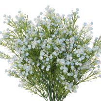 REGALWOVEN 6 Pcs Fake Long Stem Baby's Breath Bouquets, Real Touch Faux Artificial Flowers for Wedding Floral Arrangement Party Home Decor Light Blue 12.2 in