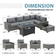 thumbnail image 6 of JOIVI 7-Piece Patio Furniture Set with 45" Fire Pit Table, Rattan Outdoor Conversation Set with 50,000 BTU Gas Fire Pit and Coffee Table, Wicker Sectional Sofa Set with Wide Armrest, Gray, 6 of 12