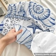 thumbnail image 4 of Twin Sze Fitted Sheet Set - Navy Blue Coastal 2 Piece Bedding Sets 16" Deep Pocket Fitted Sheet with 1 Pillowcase, Nautical Ocean Shell Starfish Sea Brushed Microfiber Hotel Luxury Bed Sheets, 4 of 9