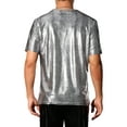 thumbnail image 3 of INSPIRE CHIC Metallic Animal Printed T-Shirt for Men's Short Sleeves Disco Party Tee Shirts 2XL Silver, 3 of 6