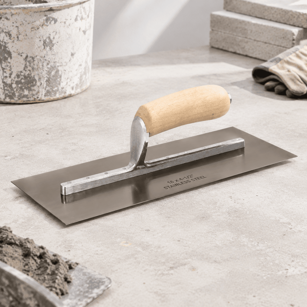 Curry-Style Trowel 12x5 Inches Stainless Steel Plaster Tool for Stucco and EIFS