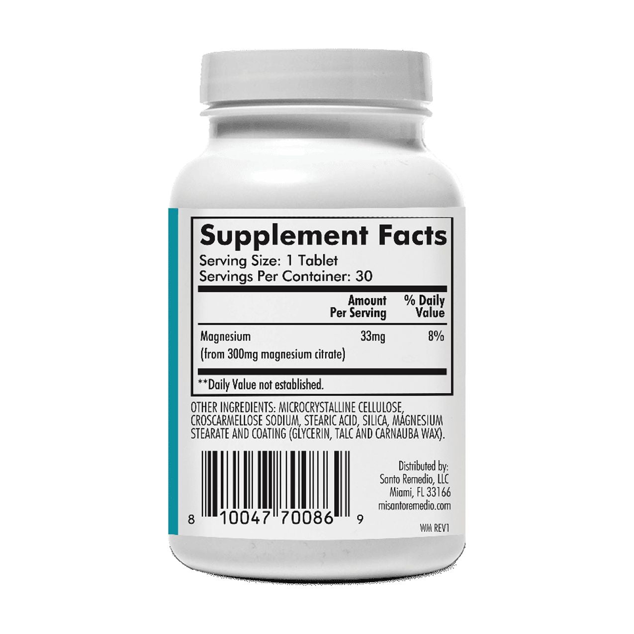 (3 pack) Santo Remedio Magnesium Tablets, Dietary Supplement, 300 mg, 30 Count, Mood and Inflammation Support