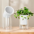 thumbnail image 4 of Self-Watering Planter Pot for Succulents | Automatic Suction Hydroponic Vase | Plastic Geometric Design | Indoor Desktop Decor for Home & Office | 10x7x7cm, 4 of 6
