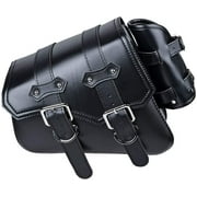 Left Black Soft PU Leather Solo Swing Arm Saddle Bag and Side Storage Compatible with Harley Sportster XL883 XL1200