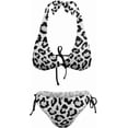 thumbnail image 4 of SKQIT Women's Leopard Print Bikini Halter V Neck Bikini Tie Side 2 Piece Bathing Suit Sexy Swimsuit Swimwear, 4 of 6