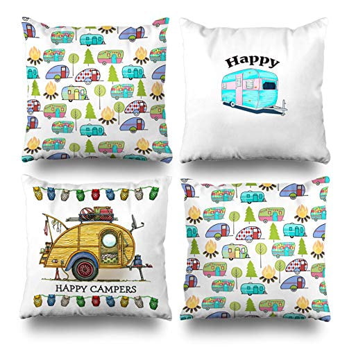 Camping Outdoor Nature Activities Campers Designs Nature Camper Camp Adventure Outdoor Vacation Throw Pillow 16x16 Multicolor