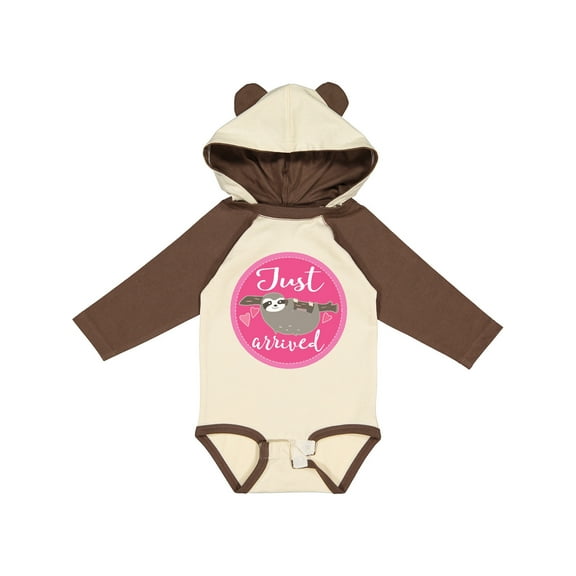 Inktastic Just Arrived Baby Sloth Girls Long Sleeve Baby Bodysuit