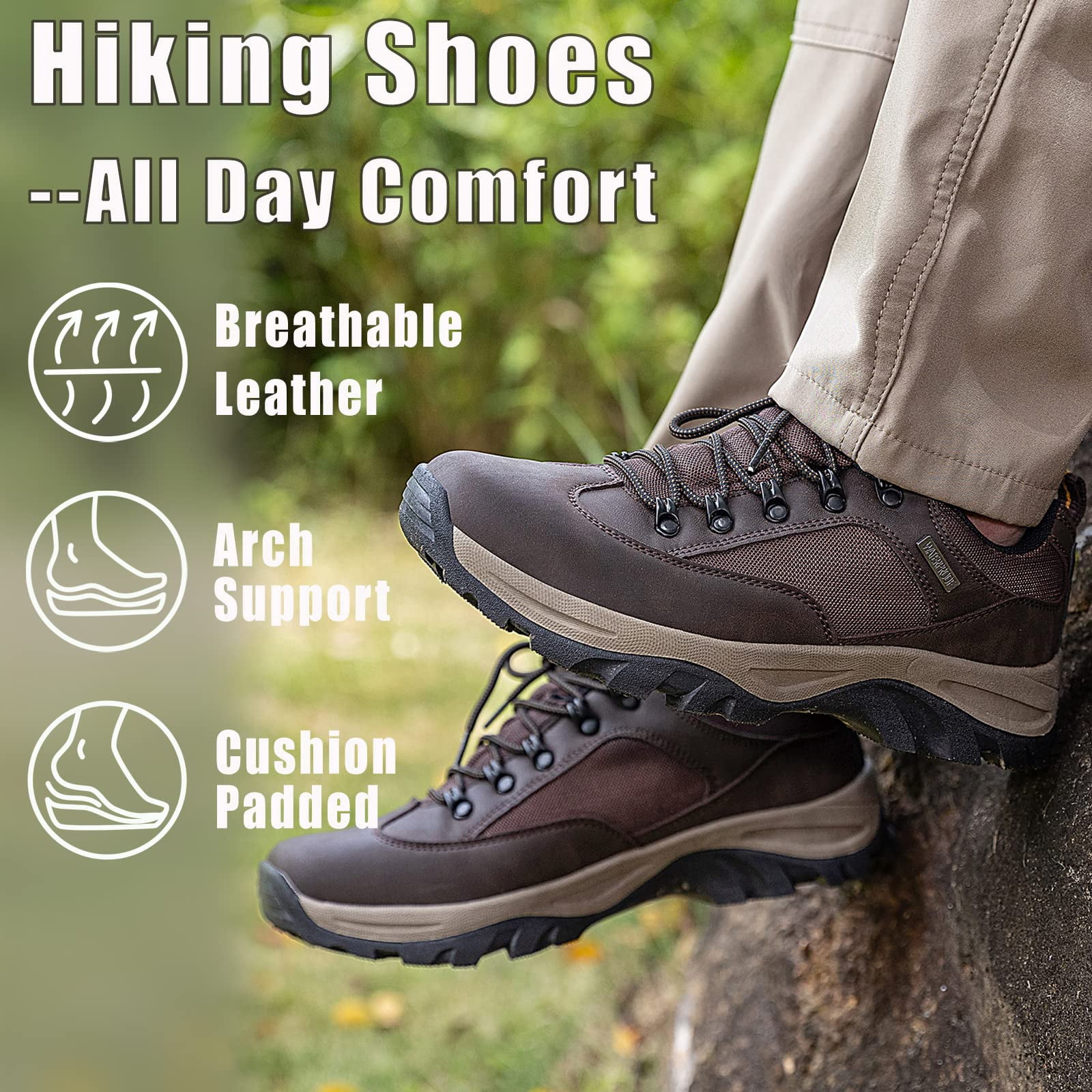CC-Los Men's Hiking Shoes Lightweight Comfortable Breathable Walking Sneakers Size 7.5-14