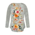 thumbnail image 6 of HOMBOM V-Neck T-Shirts for Women Trendy Gray Graphic Floral Tops Long Sleeve Womens Relaxed Fit, 6 of 7