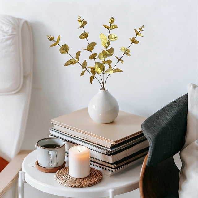 Plantas verdes de plástico para decoración del hogar, eucalipto artificial de imitación de plástico, 1 guirnalda decorativa, arbusto falso para bodas, hoteles, salones, fiestas, interiores, centros de