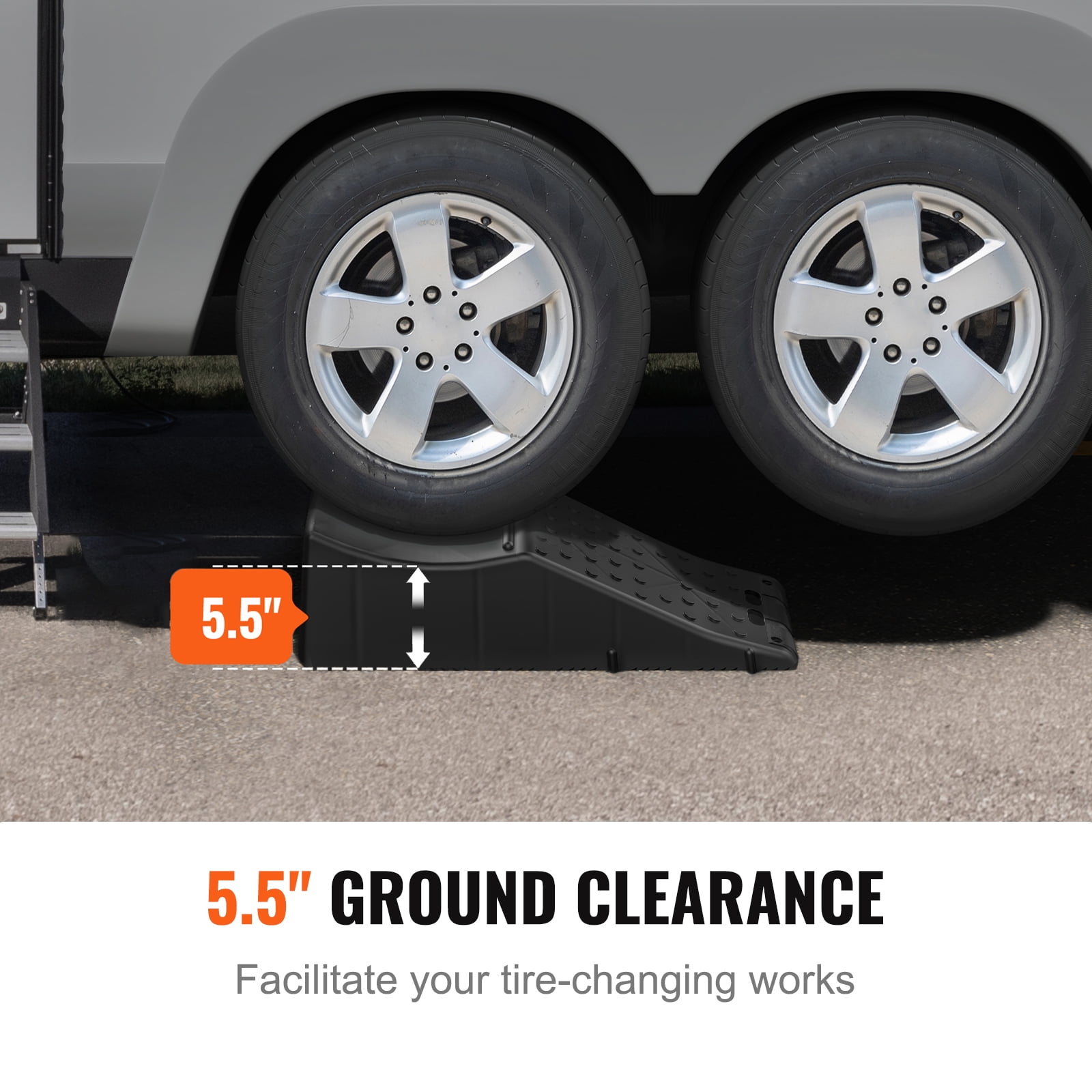 KFFKFF Vehicle Ramp, Single Unit Low-lying Auto Service Ramp, 20000 lbs/9 ton Load Limit, 5.5" Elevation Auto Ramp, 1 Piece