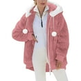 thumbnail image 1 of Veste Réversible Grande Taille Femme Chaude à Capuche Zippée Manteau Coréen Mode Confortable Couleur Unie, 1 of 6