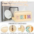 thumbnail image 6 of Chenille Letter Makeup Bag,Nylon Preppy Patch Zipper Pouch Purse with Handle,Waterproof Portable Glitter Travel Toiletry Bag for Women Girls(Skin-Beige), 6 of 6