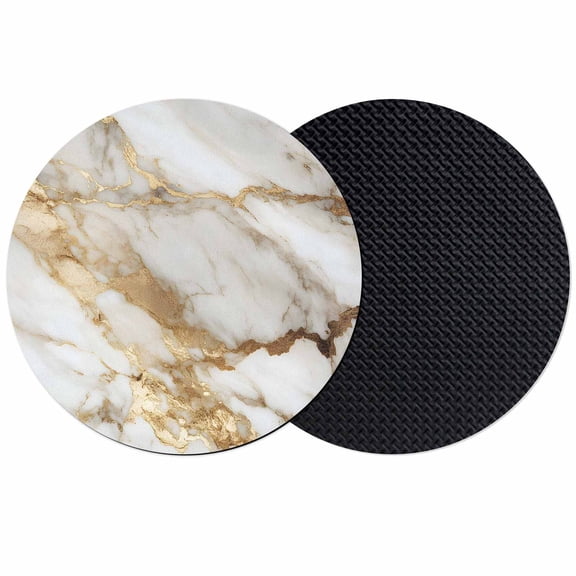White Gold Marble Textured Coasters for Drinks,Absorbent Non Slip Rubber Drink Coasters Set of 2 for Cup,Table,Bar,Home Decor, Abstract Modern Art