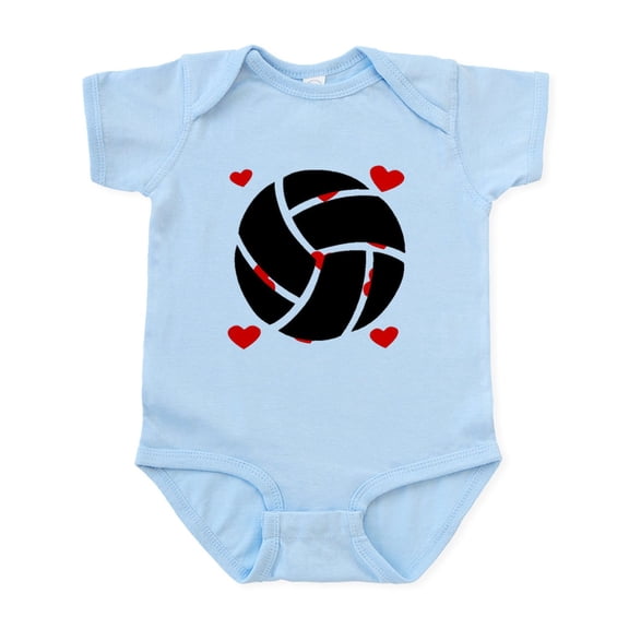 CafePress - Volleyball Hearts Body Suit - Baby Light Bodysuit, Size Newborn - 24 Months
