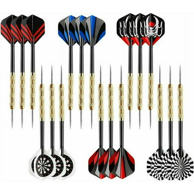 Fléchettes à pointe en acier, fléchettes en métal professionns, juego de fléchettes en métal, fléchettes en métal para juego de fléchettes, 18 piezas F