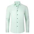 thumbnail image 1 of Camisas Para Hombre Camisa de manga larga de color sólido informal de negocios de moda delgada elástica para hombres (Green, S), 1 of 4