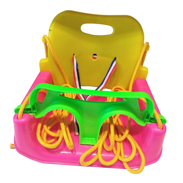 Asiento colgante infantil para exteriores, 44 cm x 34 cm x 40 cm, con respaldo alto, ideal para parques, patios y salas de juegos. Rosa