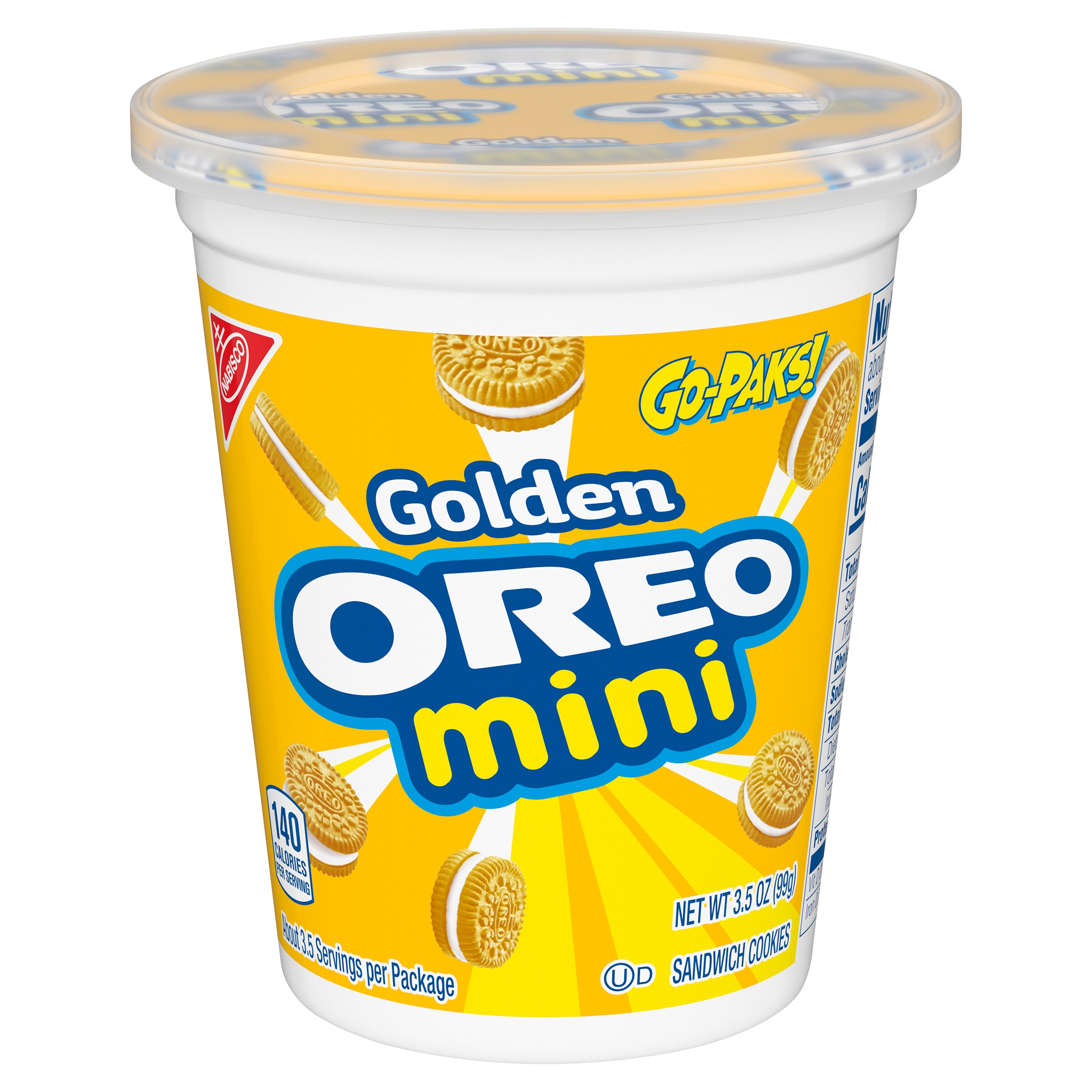 OREO Mini Golden Sandwich Cookies, Vanilla Flavor, 1 Go-Pak Cups