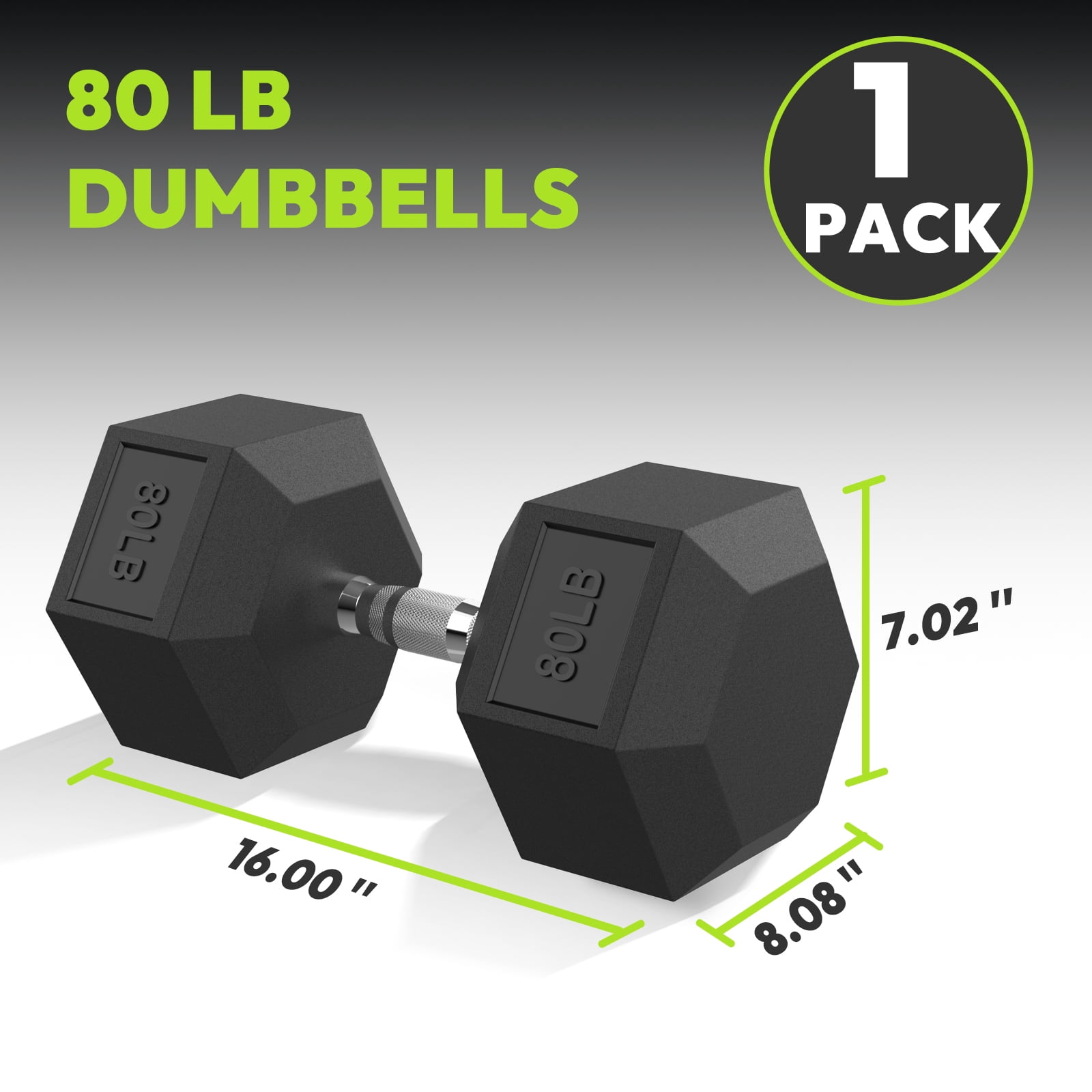 Hex Dumbbell Rubber Encased Dumbbell Strength Training Hex Dumbbell, Hand Weight For Workout & Exercise 80 lb