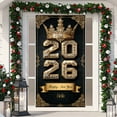 thumbnail image 4 of Sulaicai Happy New Year Door Cover Decorations, Black and Gold New Year Supplies Door Covers Banners for Front Door Porch Home Office Indoor Outdoor Decor, 70.8 x 35.4 Inch, 4 of 9