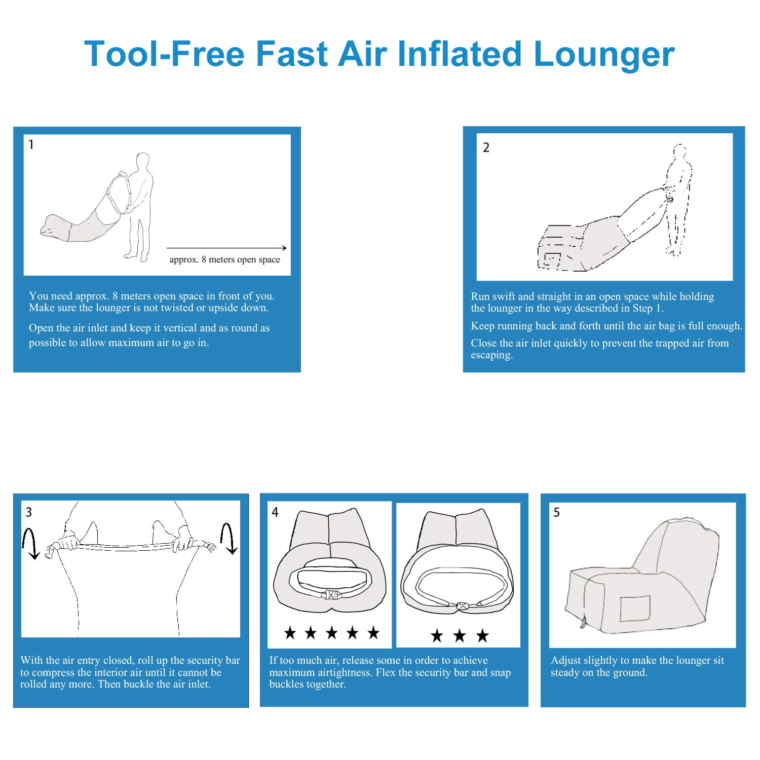 iMounTEK Portable Inflatable Chair with Carry Bag Blue 35.83"H x 47.64"L Indoor or Outdoor