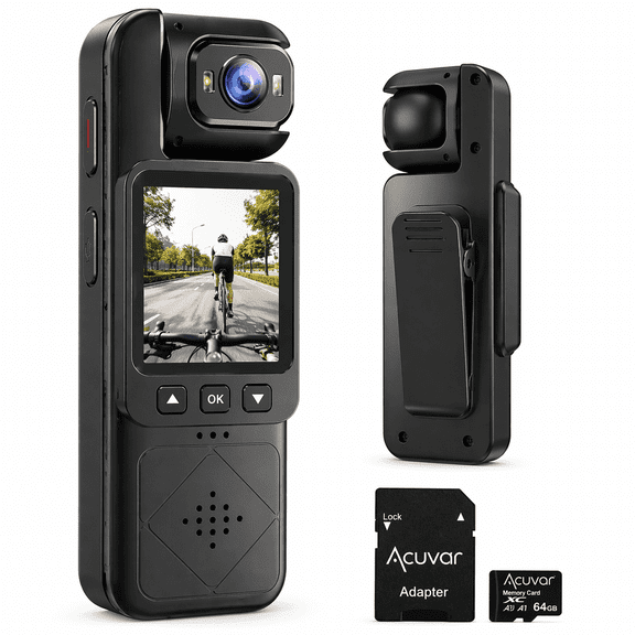 Acuvar 1080P Pocket Vlogging Camera with 3-Axis Gimbal Stabilizer, Handheld Portable Video Camera with WiFi, LCD Screen, Face Tracking, 360° Rotation & 64GB SD Card