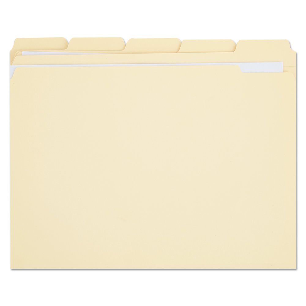 Universal DoublePly Top Tab Manila File Folders, 1/5Cut Tabs, Letter